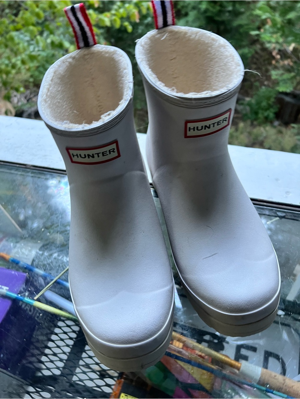 Hunter White Fleece-Lined Rain & Snow Boots